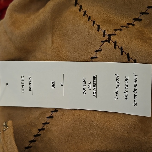 ECOLOGIE Tan Faux Suede Patchwork Scalloped Floral Cutout Skirt - Picture 10 of 11